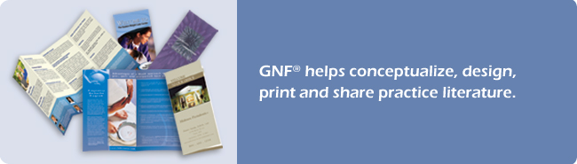 Brochures: GNF helps you conceptualize, design, print and share practice literature